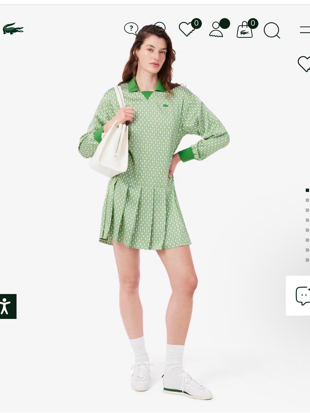 Lacoste Pleated Satin Polo Dress